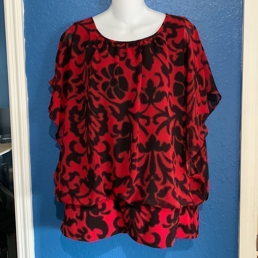 Style & Co back and dark red blouse for women